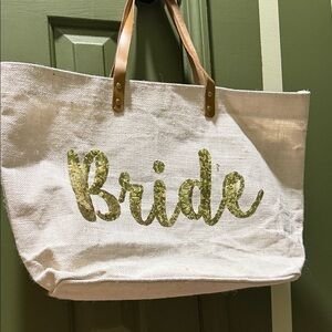 Mud Pie Gold and Cream Bride Tote